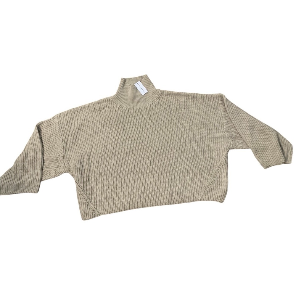NWT Medium 8-10 oversized Topshop Knitted Rib Detail Crew Relaxed Sweater cream